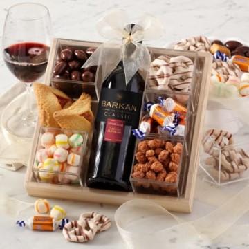 Purim Mishloach Manot & Sparkling Wine Gift Set with Wood Wine Case