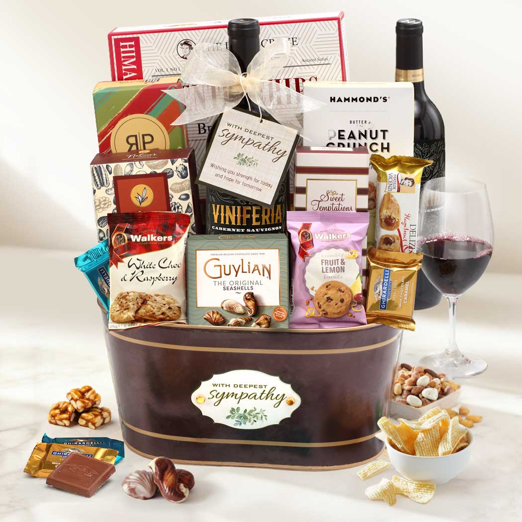 Gourmet Sympathy Wine Gift Basket