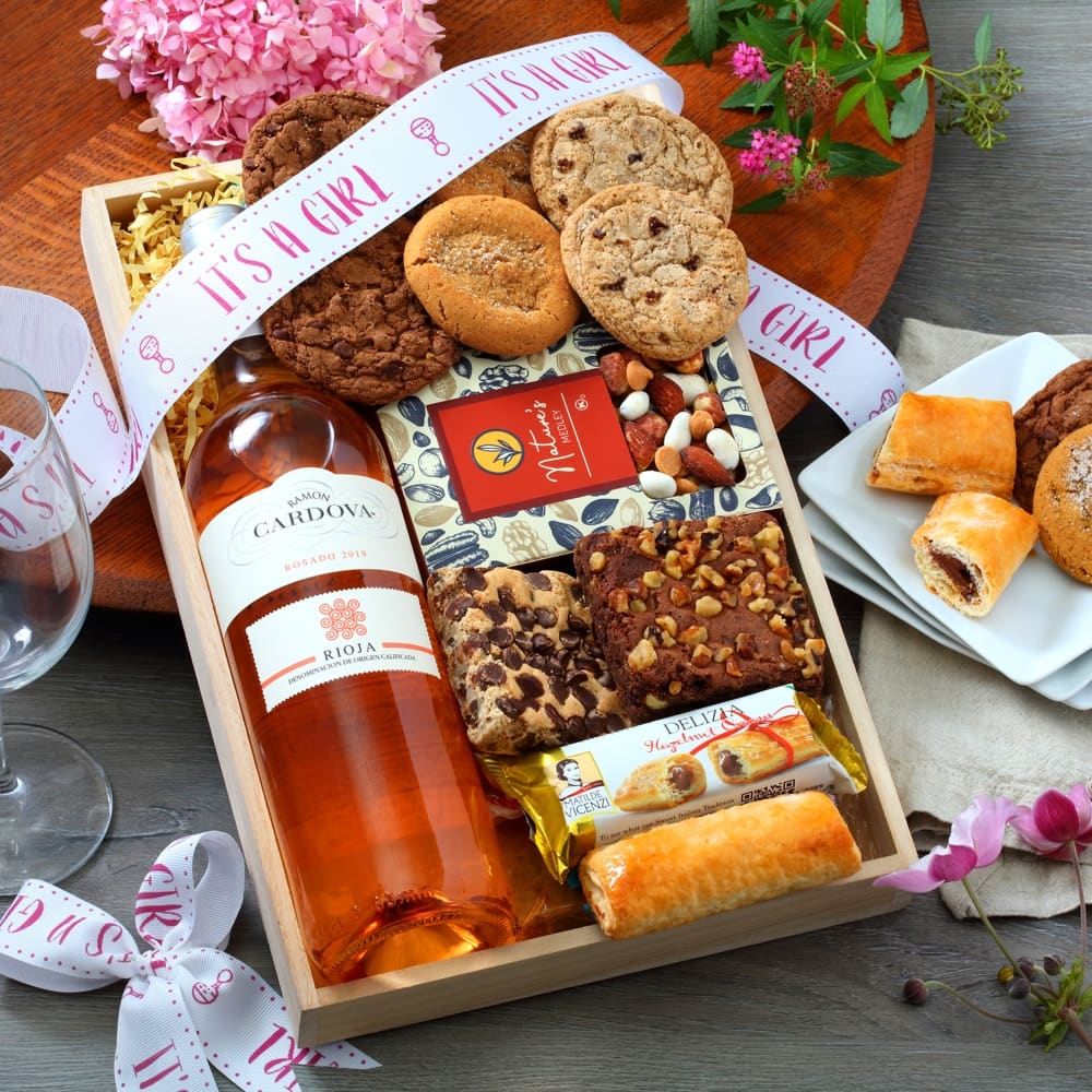 >Baby Girl Wine Gift Tray