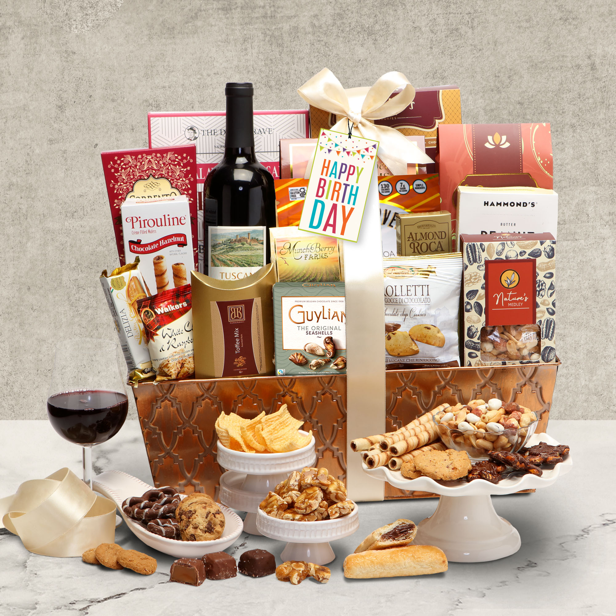 >Birthday Cheers Wine Gift Basket