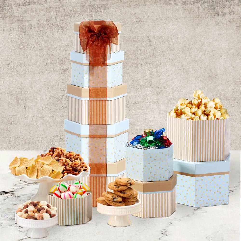 >Celebration Gift Tower with Sweets Nuts and Chocolates