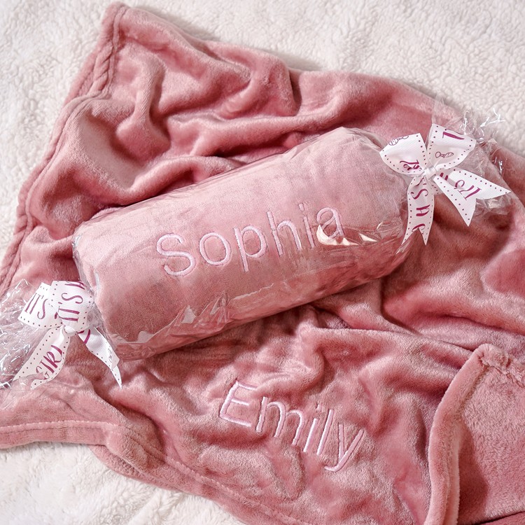 >Cozy Baby Girl Personalized Blanket