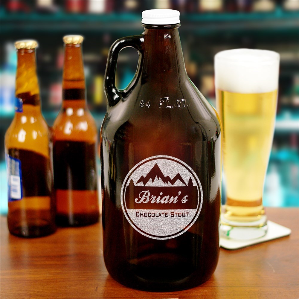 >Engraved Mountain Beer Growler