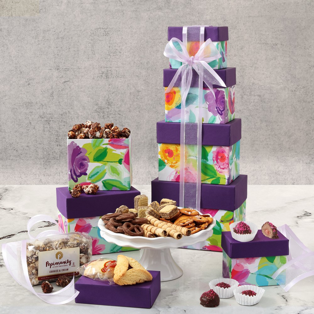 >Floral Delight Purim Gift Tower