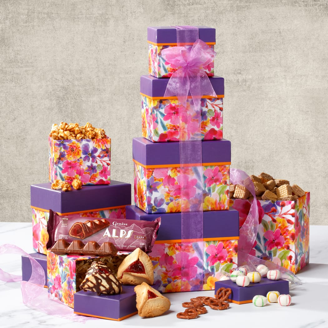 >Floral Delight Purim Gift Tower