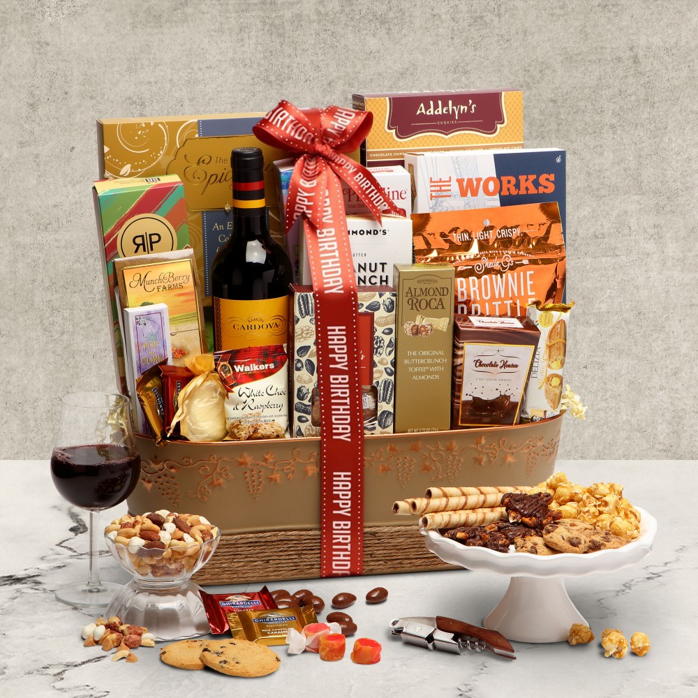 >Happy Birthday Wine Delights Gift Basket