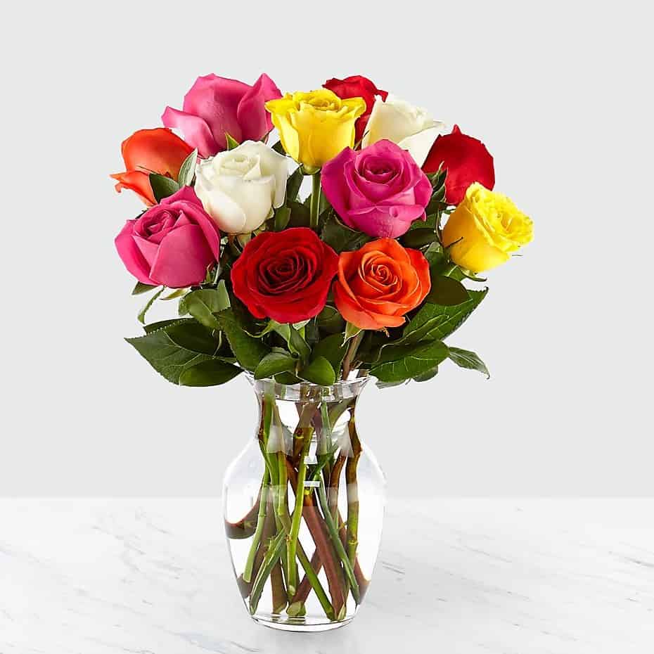 >Simply Cheerful Mixed Rose Bouquet