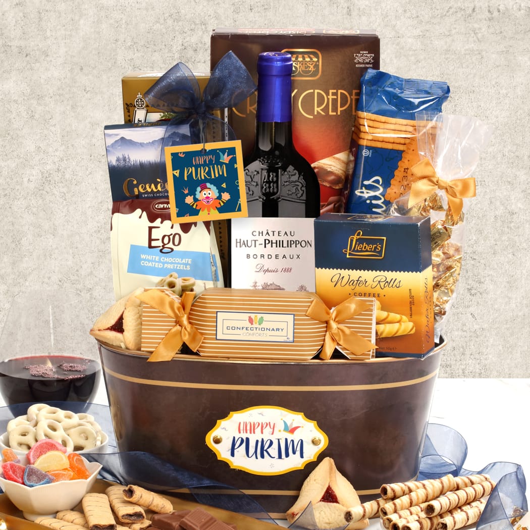 >Midnight Blues Purim Wine Basket