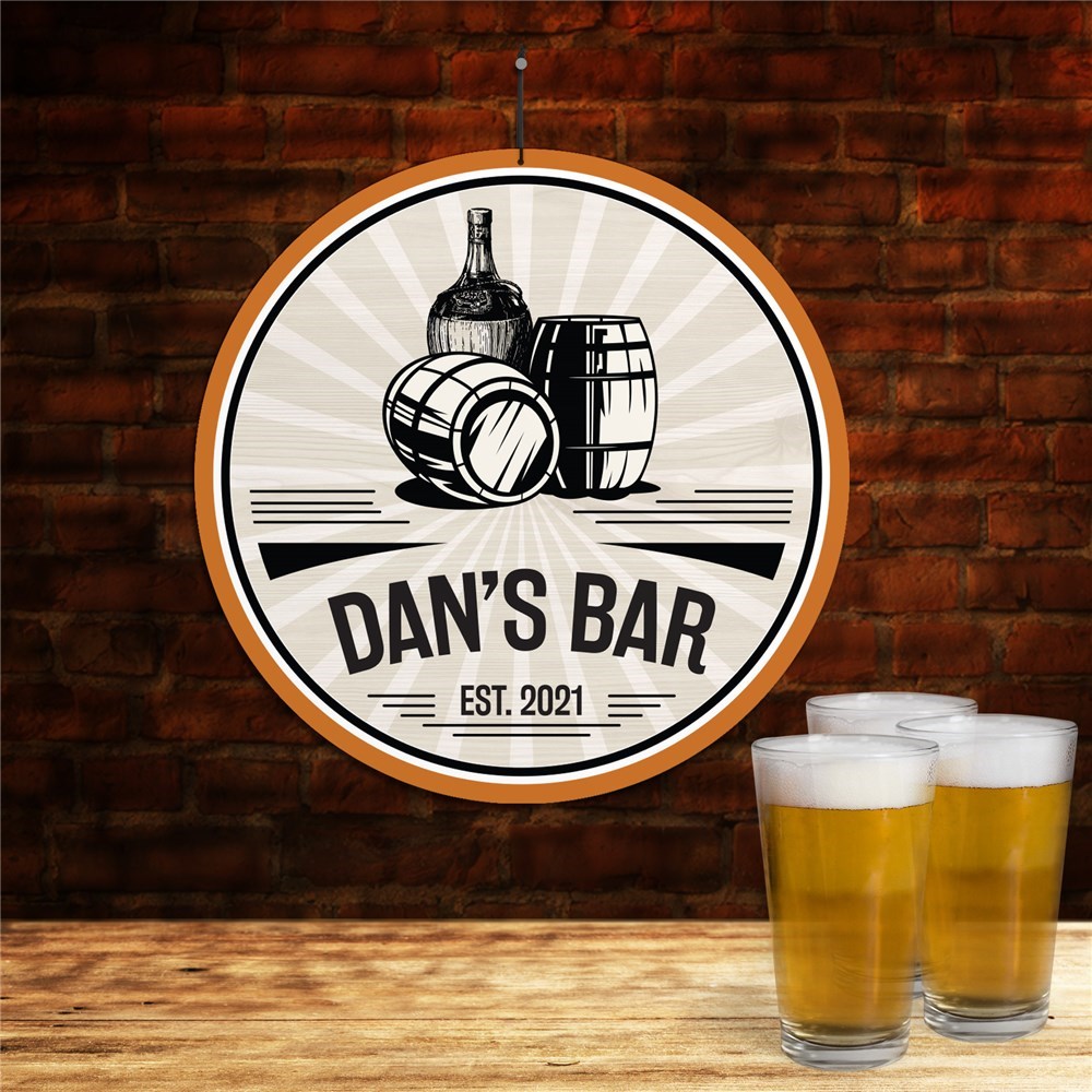 >Personalized Bar Wall Hanger Circular Sign