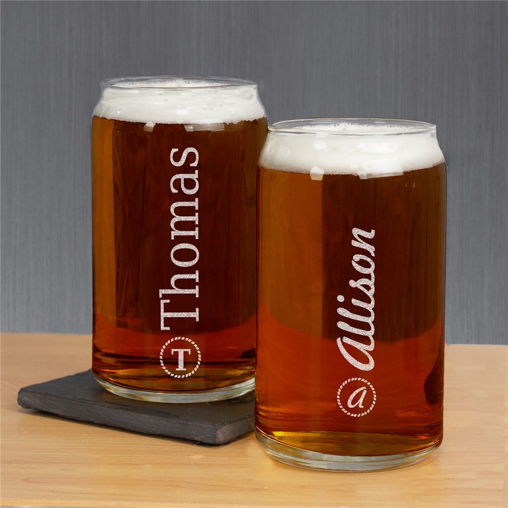 >Personalized Beer Can Glasses