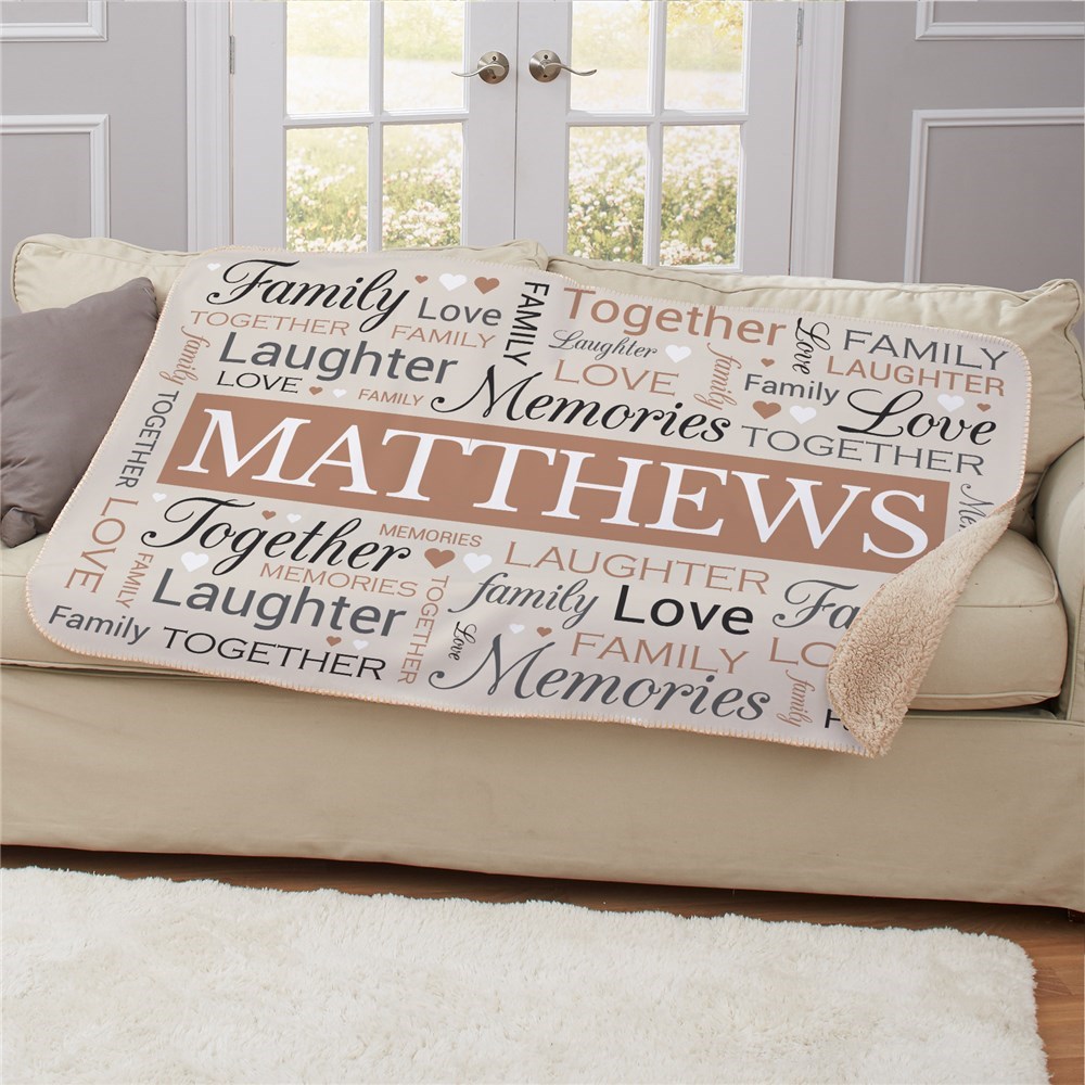 Personalized Family Word Art Sherpa Blanket