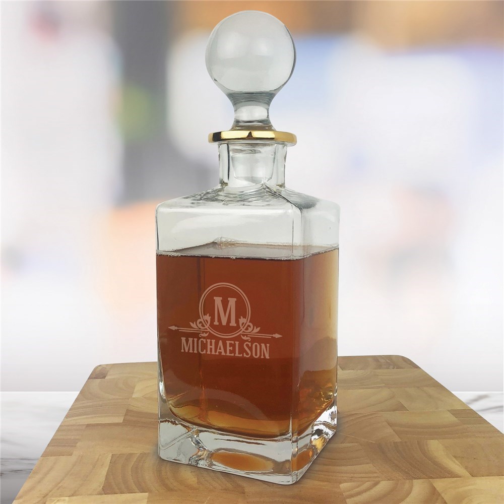 >Personalized Gold Rim Decanter