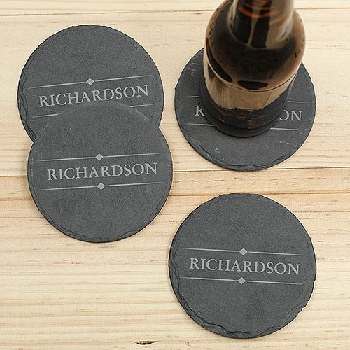 >Personalized Name Slate Coaster Set