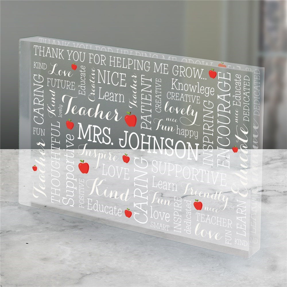 >Personalized Teacher Word Art Acrylic Block