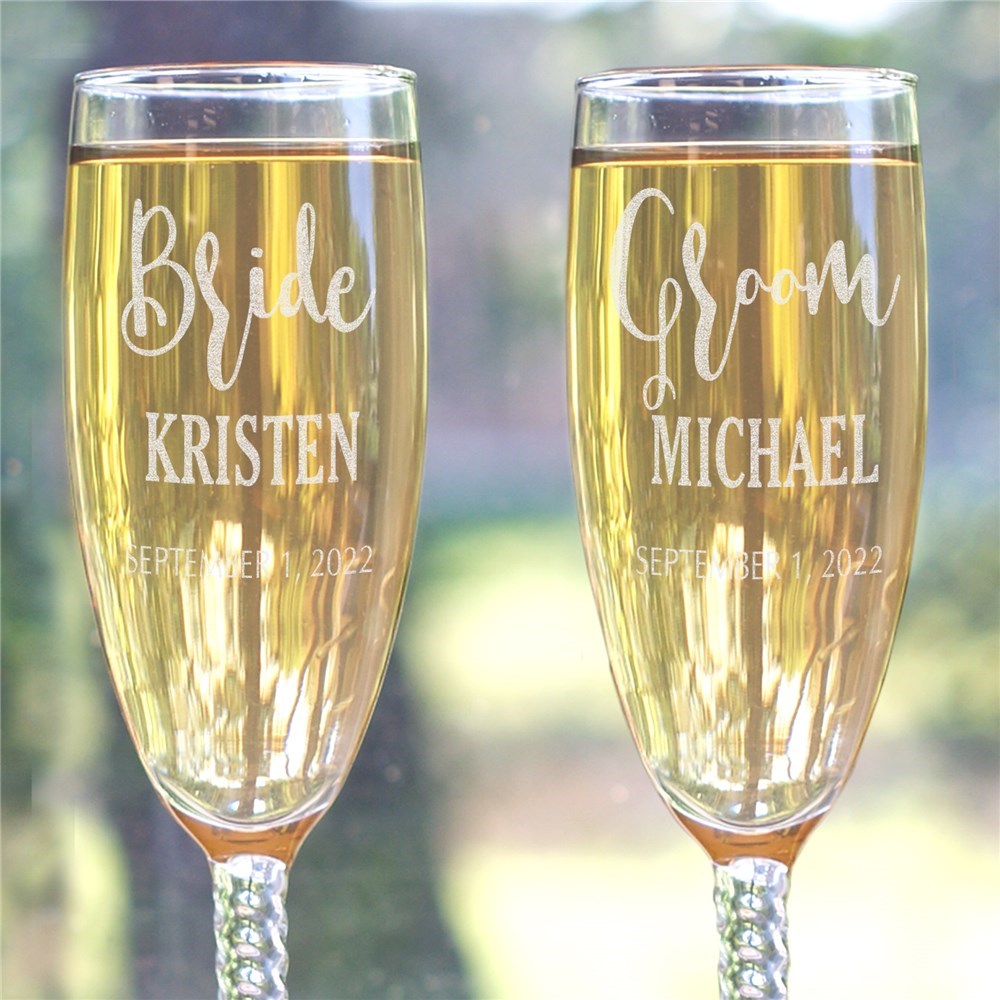 >Personalized Wedding Champagne Flute Set