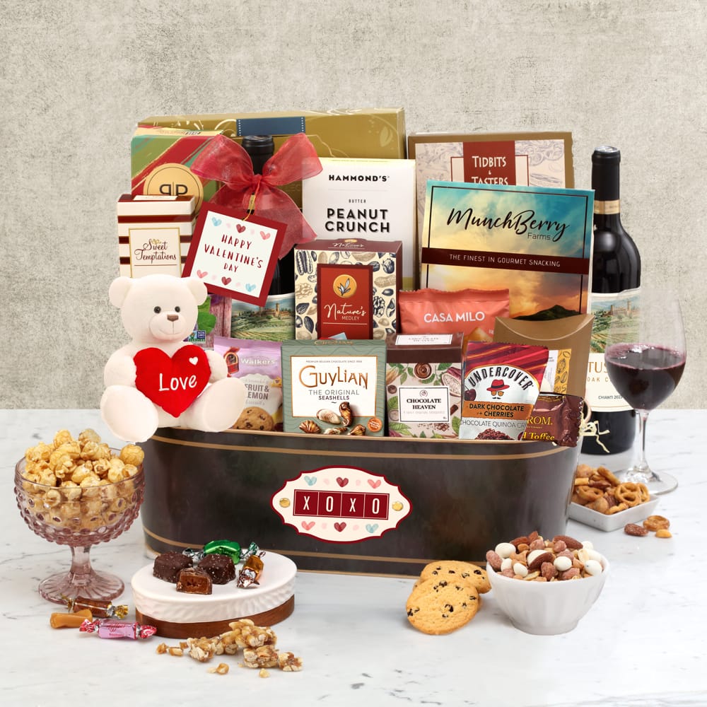 >Valentines Day Signature Wine Gift Basket